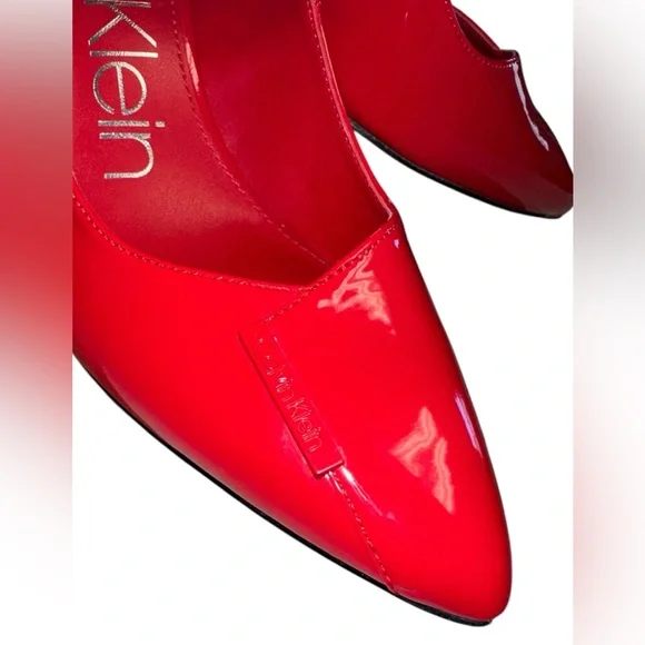 Calvin Klein • Bright Red Callia Pumps With 3 Inch Heels • Size 9.5 - Picture 5 of 8
